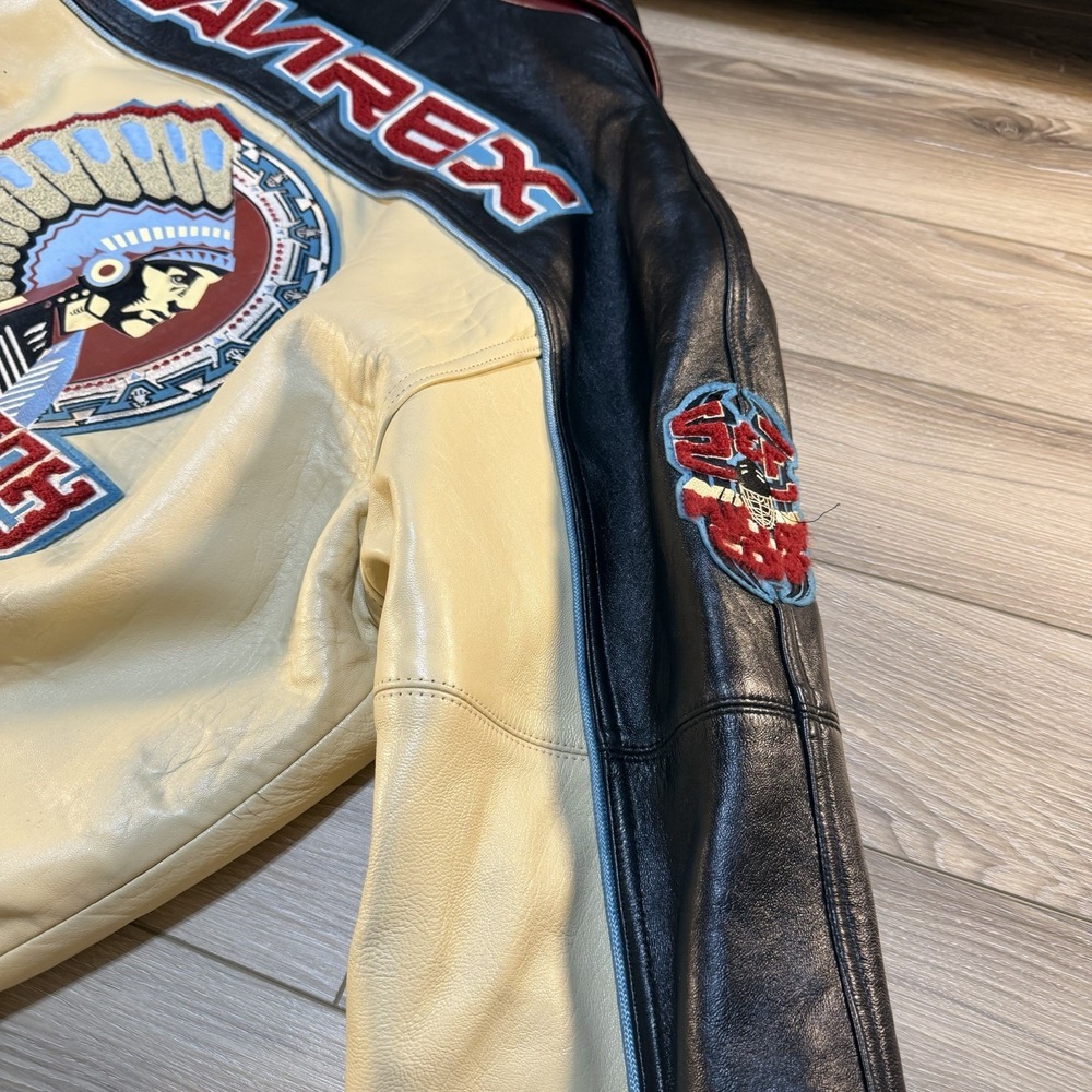 VTG Avirex Snuk & Fox Bomber Jacket Genuine Leather American Flight Jacket Men L - Picture 5 of 12